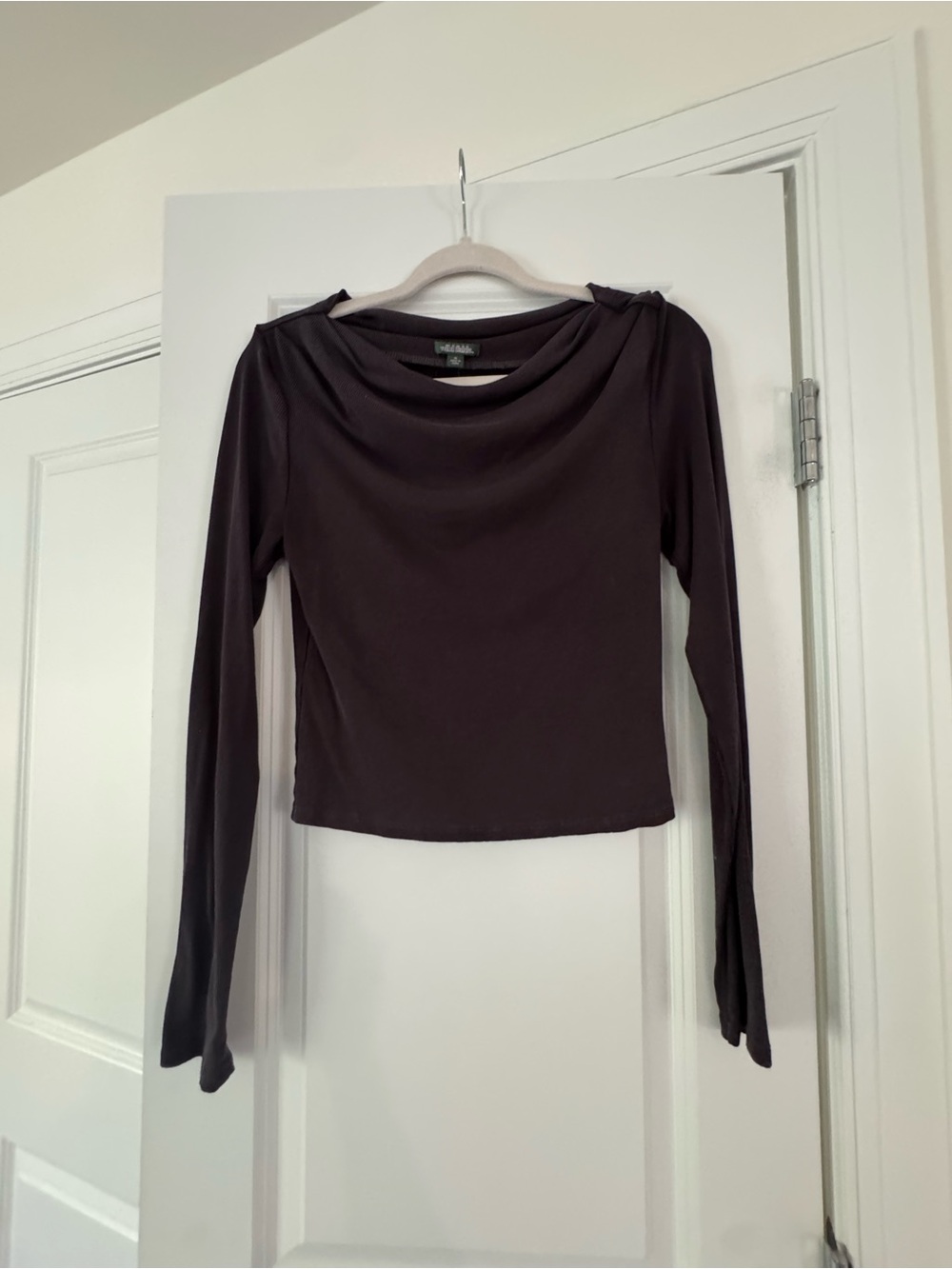 wild fable Long-Sleeve Draped Neck Top in Dark Brown